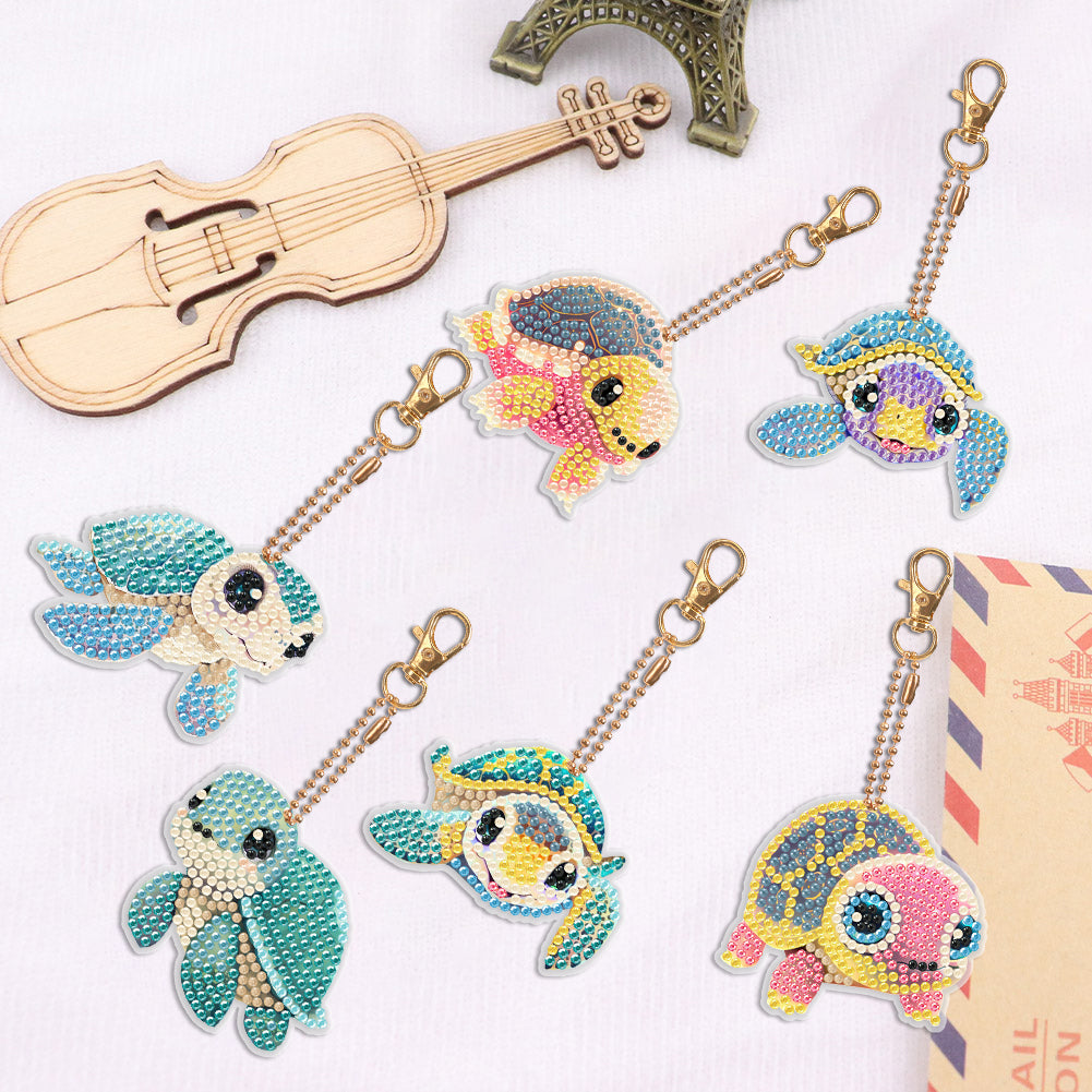 DIY Diamond Art Keychains Double Sided 5pcs Gem Keychains Animal Decoration Gift