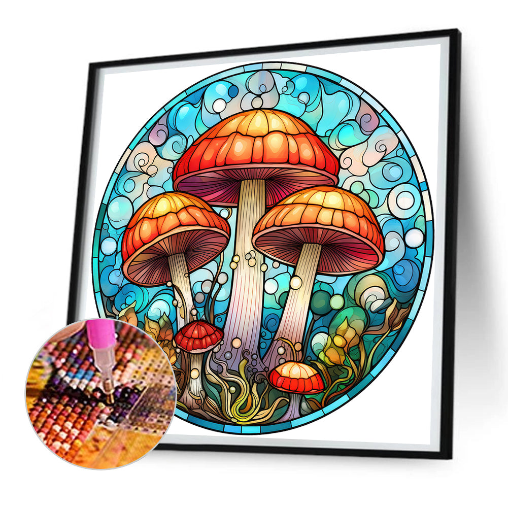 Mushroom Glass Painting - Full Round Drill Diamond Painting 30*30CM