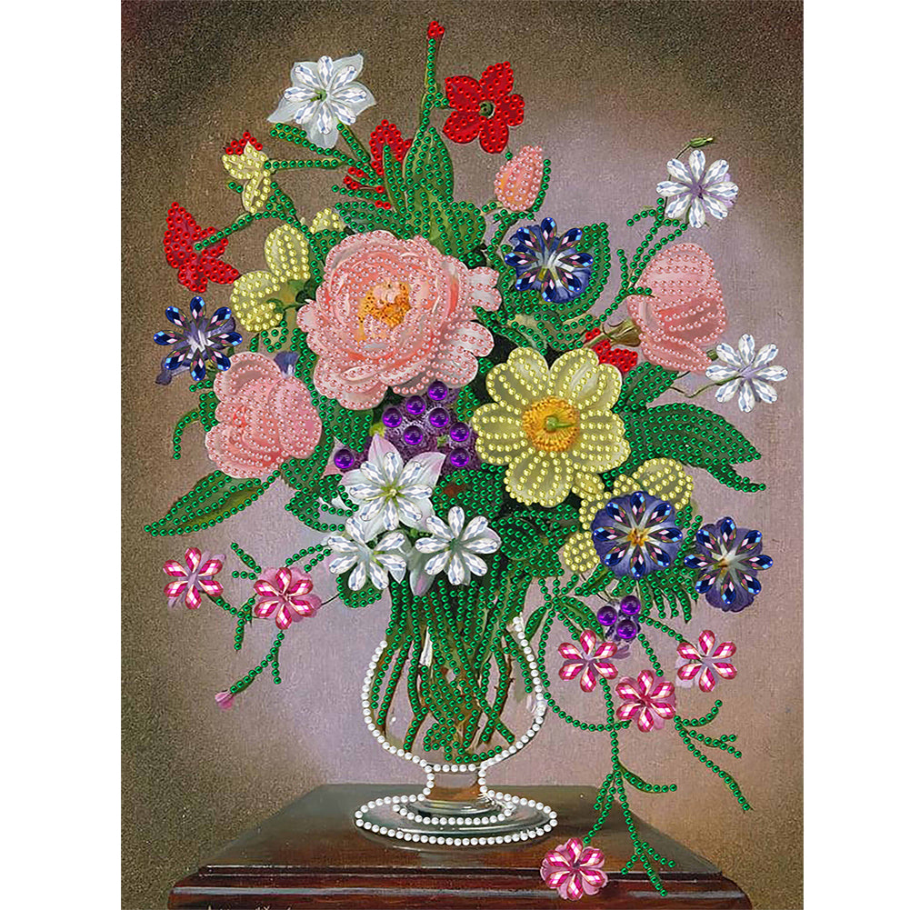 Vase Bouquet - Special Shaped Drill Diamond Painting 30*40CM