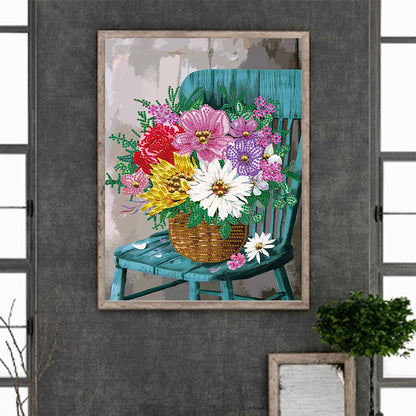 Bouquet On Chair - Special Shaped Drill Diamond Painting 30*40CM