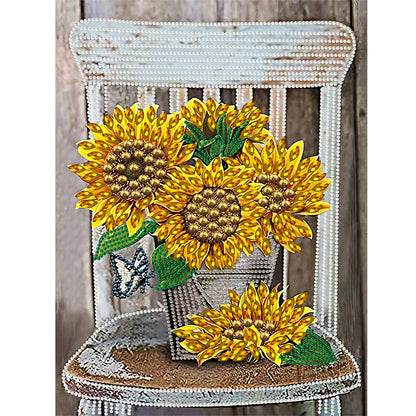 Bouquet On Chair - Special Shaped Drill Diamond Painting 30*40CM