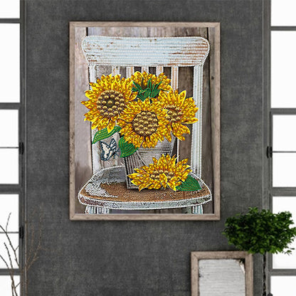 Bouquet On Chair - Special Shaped Drill Diamond Painting 30*40CM