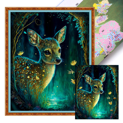 Deer In The Forest At Night - 11CT Stamped Cross Stitch 40*50CM