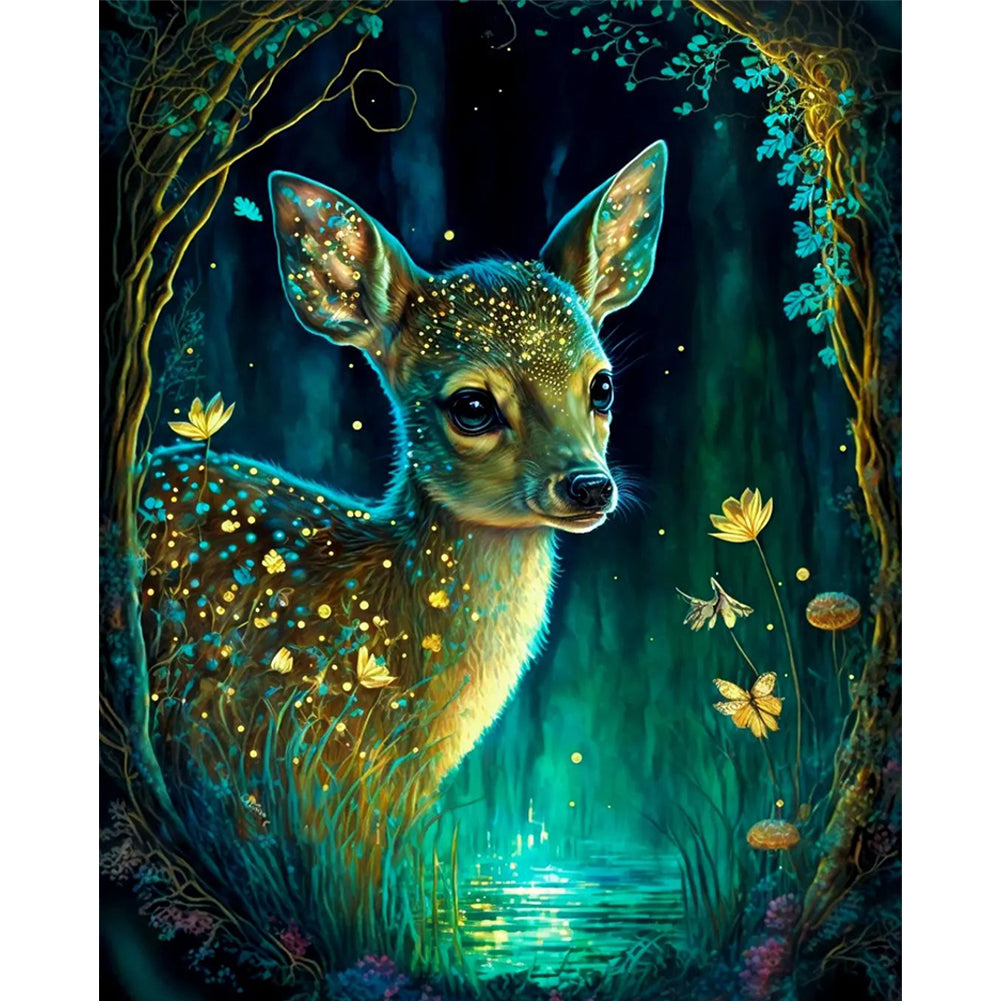 Deer In The Forest At Night - 11CT Stamped Cross Stitch 40*50CM