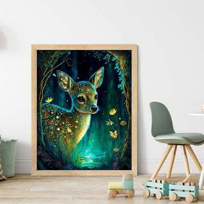 Deer In The Forest At Night - 11CT Stamped Cross Stitch 40*50CM