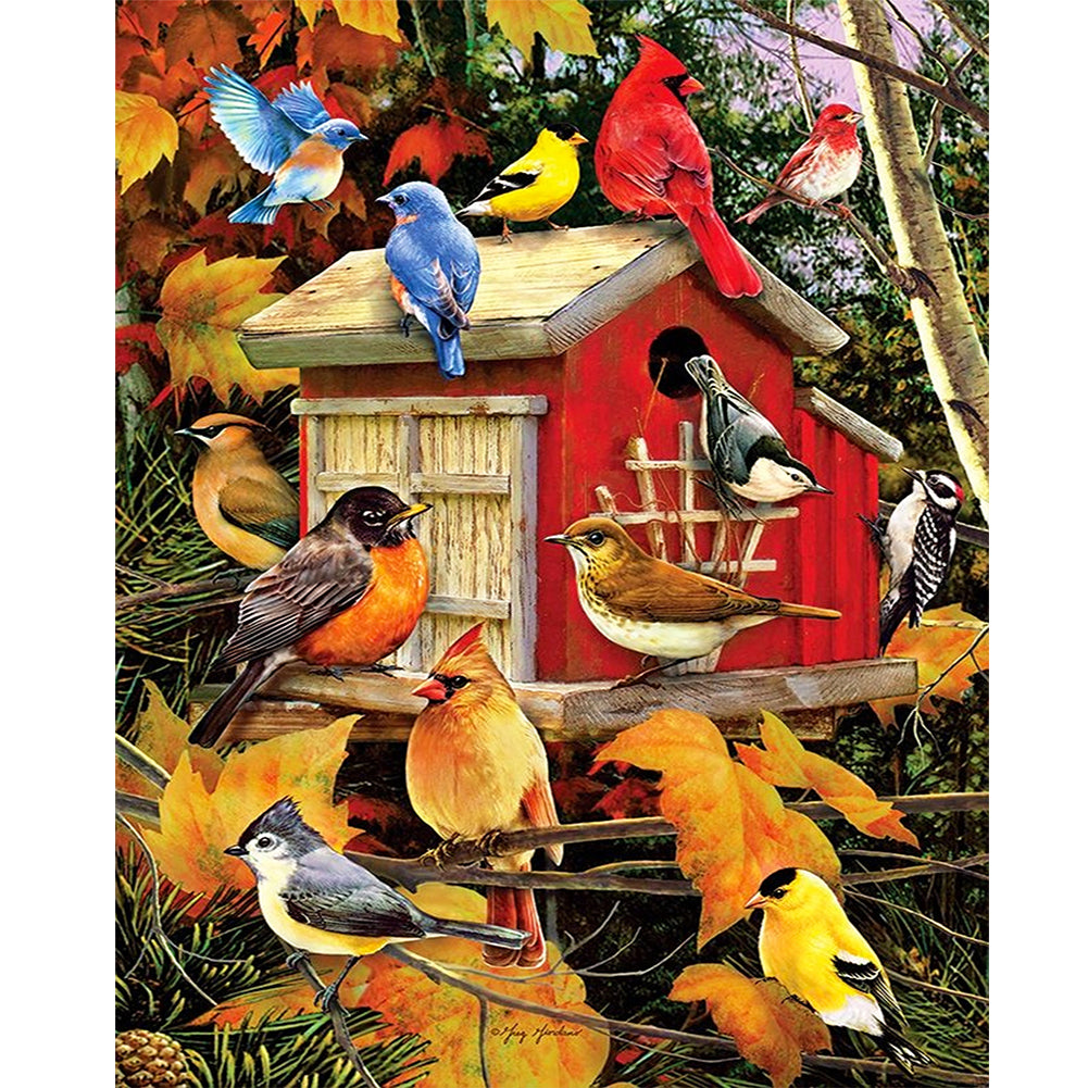 Tree House Birds - Full Square Drill Diamond Painting 40*50CM