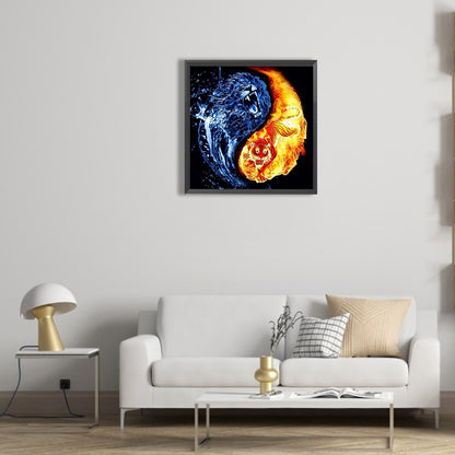 Tiger Yin And Yang Diagram - Full Round Drill Diamond Painting 30*30CM