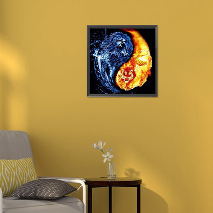 Tiger Yin And Yang Diagram - Full Round Drill Diamond Painting 30*30CM