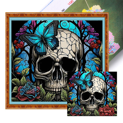 Glass Painting-Skull - 11CT Stamped Cross Stitch 50*45CM