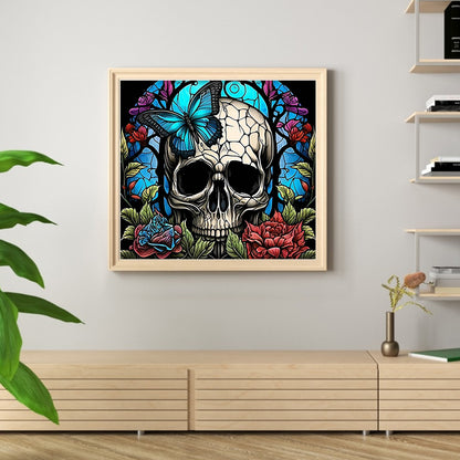 Glass Painting-Skull - 11CT Stamped Cross Stitch 50*45CM