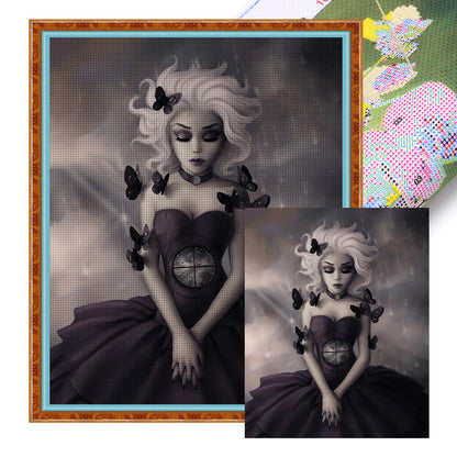 Black And White Butterfly Girl - 11CT Stamped Cross Stitch 50*60CM