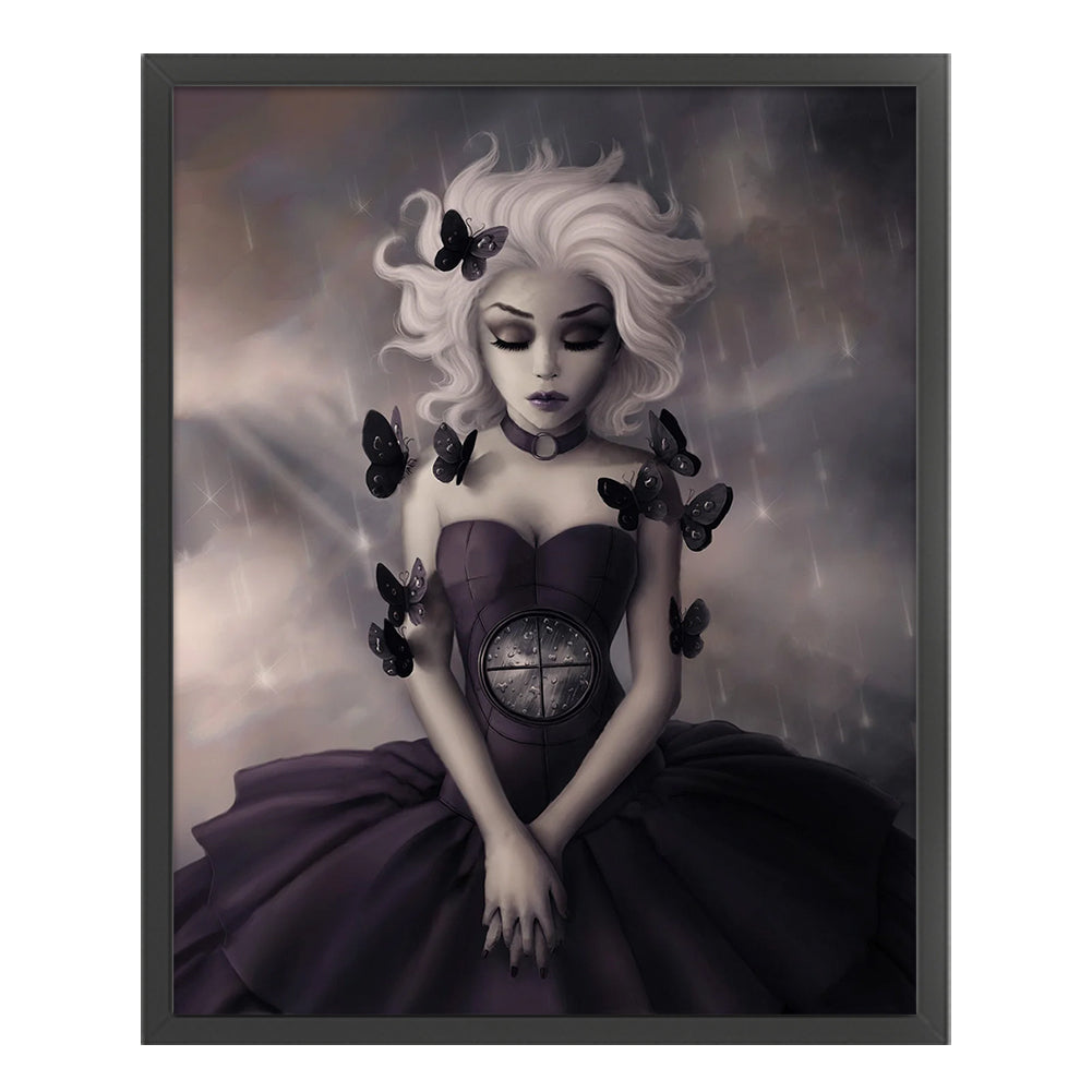 Black And White Butterfly Girl - 11CT Stamped Cross Stitch 50*60CM