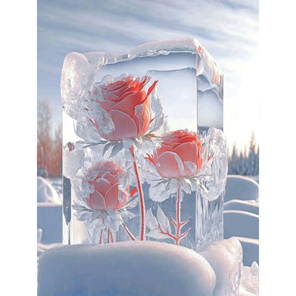 Ice Cube Rose - Full Round Drill Diamond Painting 30*40CM