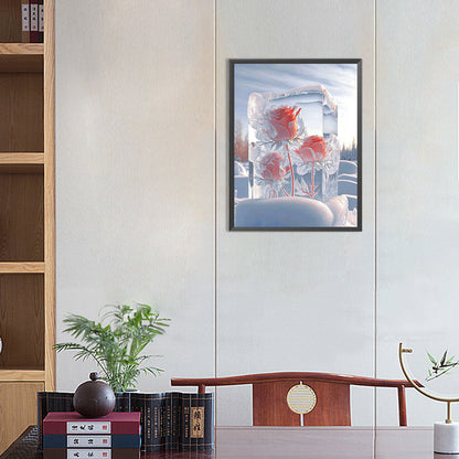 Ice Cube Rose - Full Round Drill Diamond Painting 30*40CM