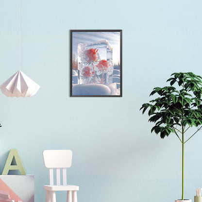 Ice Cube Rose - Full Round Drill Diamond Painting 30*40CM