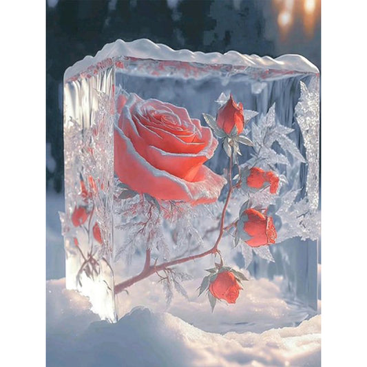 Ice Cube Rose - Full Round Drill Diamond Painting 30*40CM