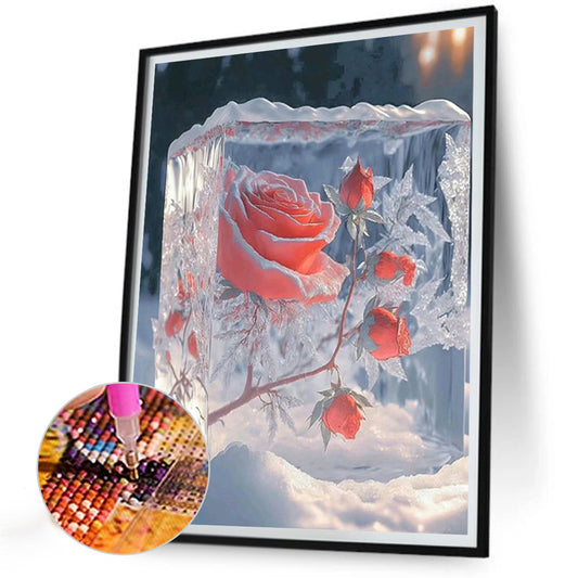 Ice Cube Rose - Full Round Drill Diamond Painting 30*40CM