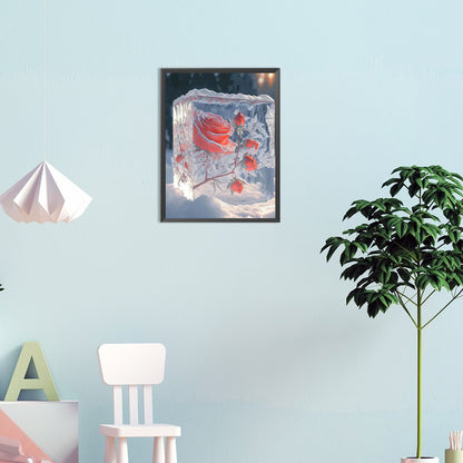 Ice Cube Rose - Full Round Drill Diamond Painting 30*40CM