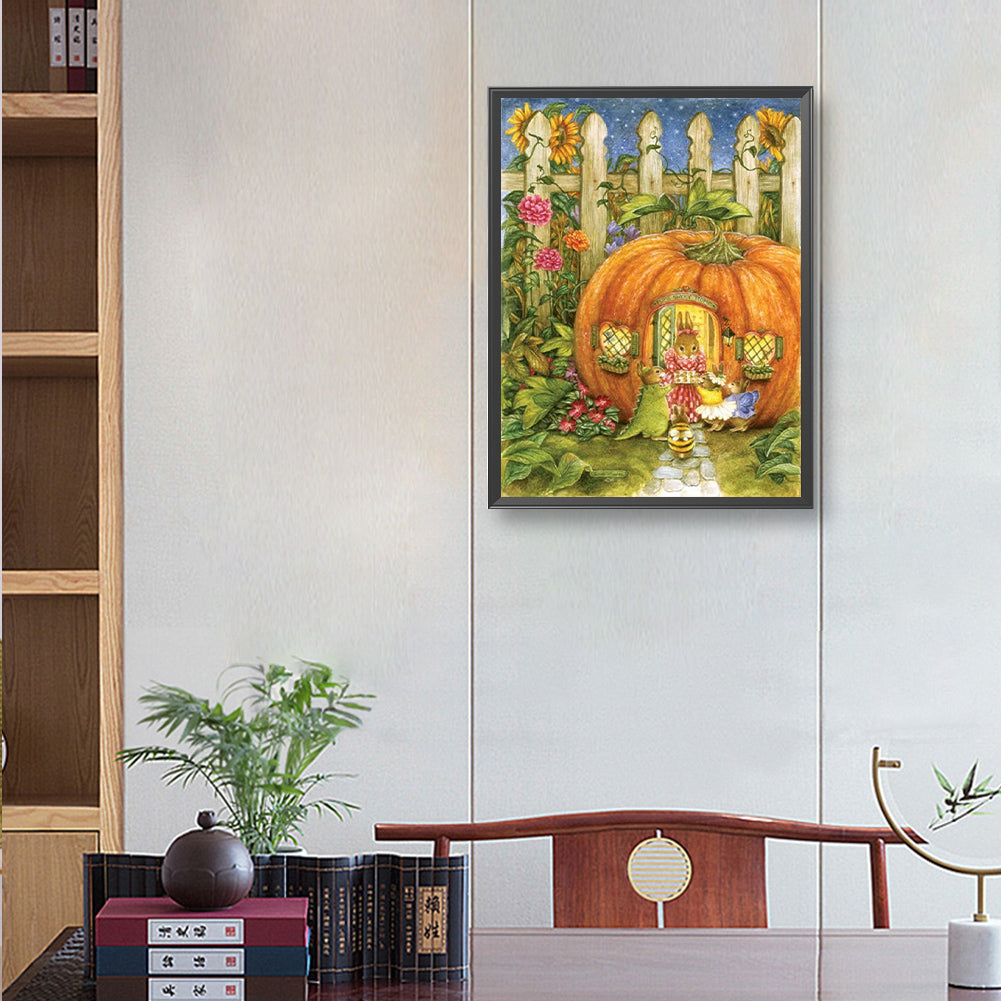 Pumpkin House - Full Round Drill Diamond Painting 30*40CM