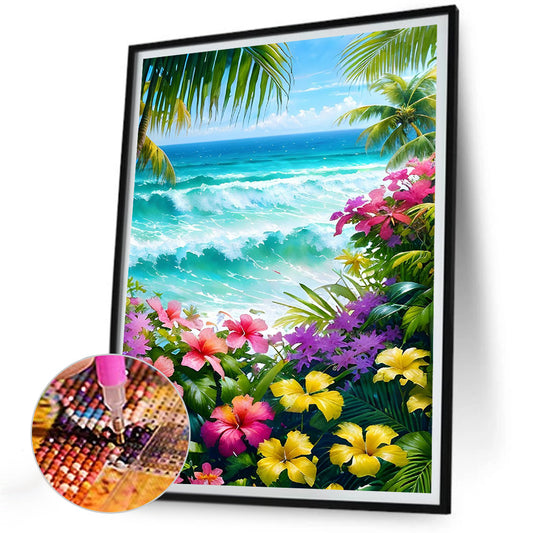 Flowers On The Coast - Full Round Drill Diamond Painting 30*40CM