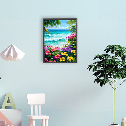 Flowers On The Coast - Full Round Drill Diamond Painting 30*40CM