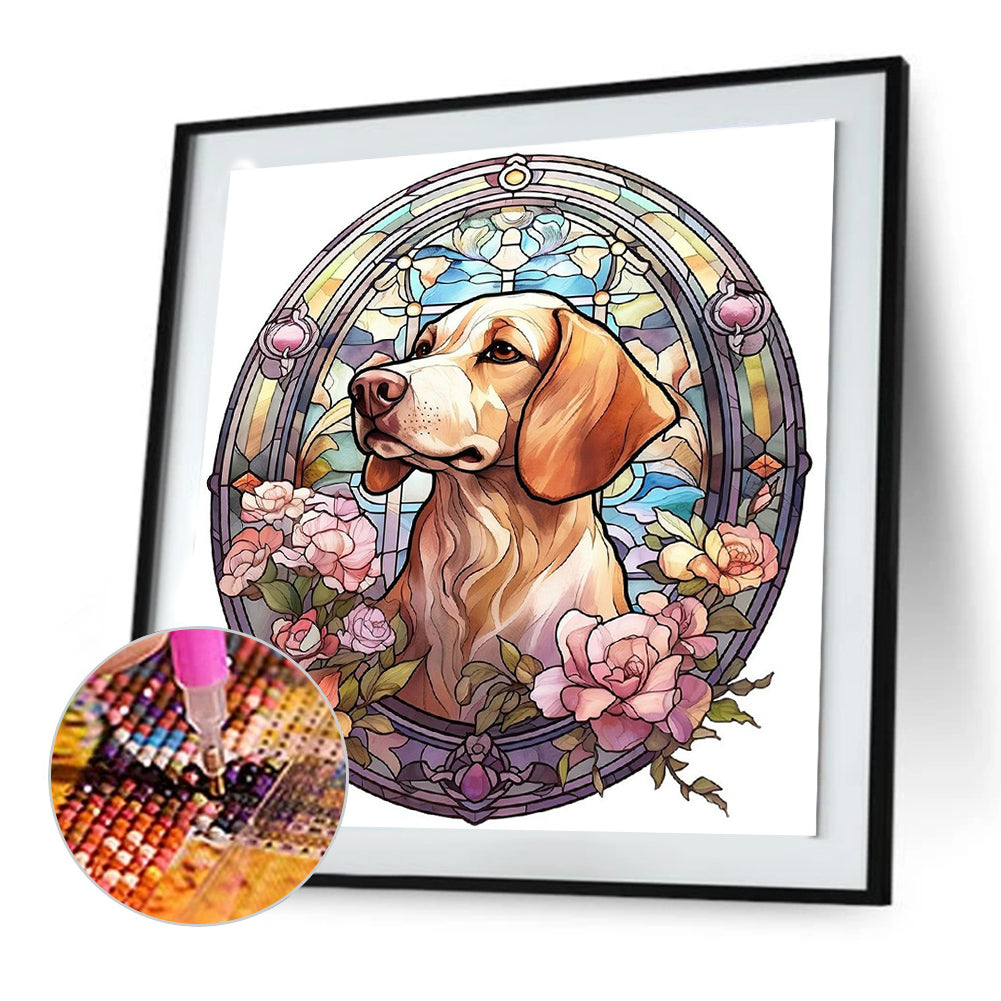 Dog Under Window Sill - Full Round Drill Diamond Painting 30*30CM