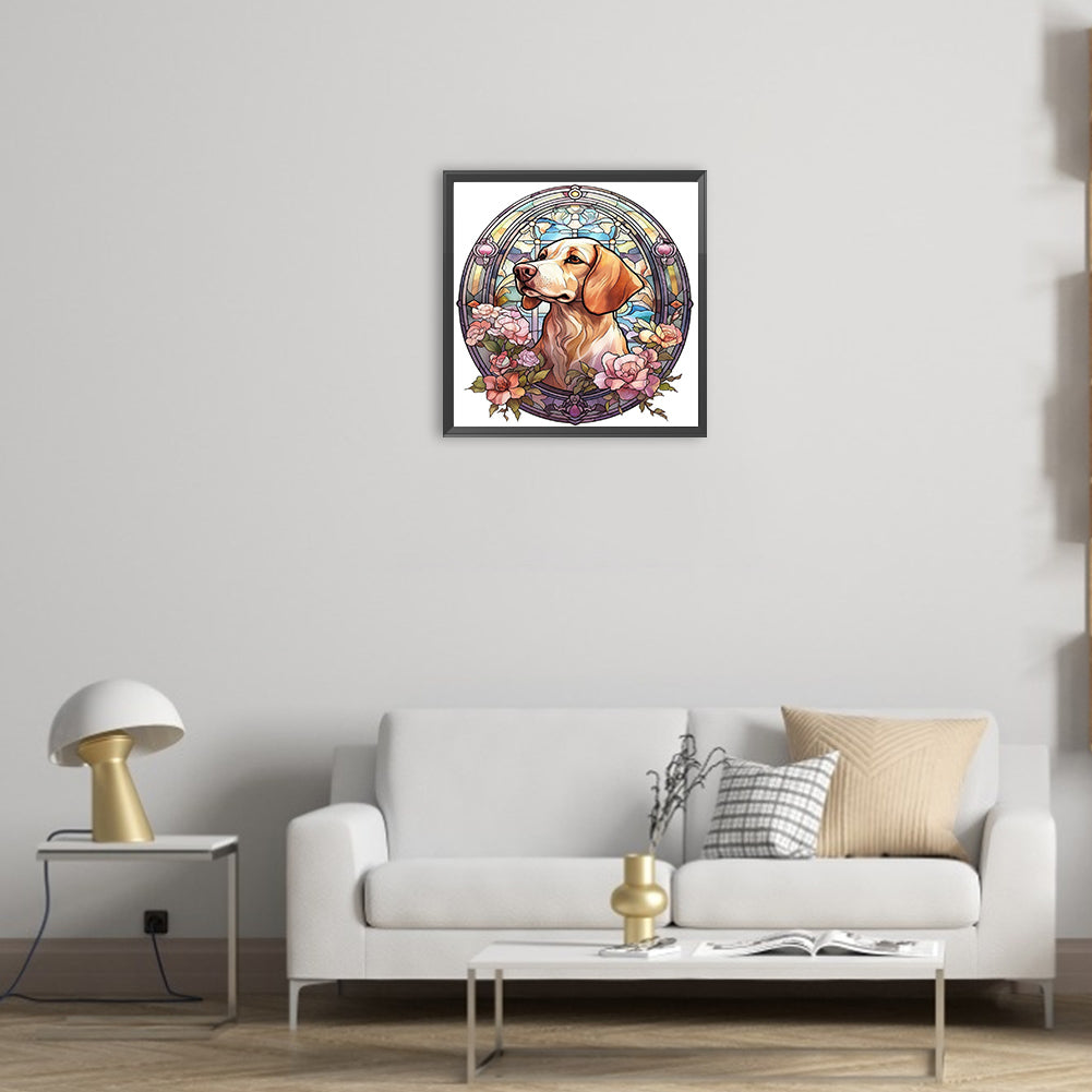 Dog Under Window Sill - Full Round Drill Diamond Painting 30*30CM