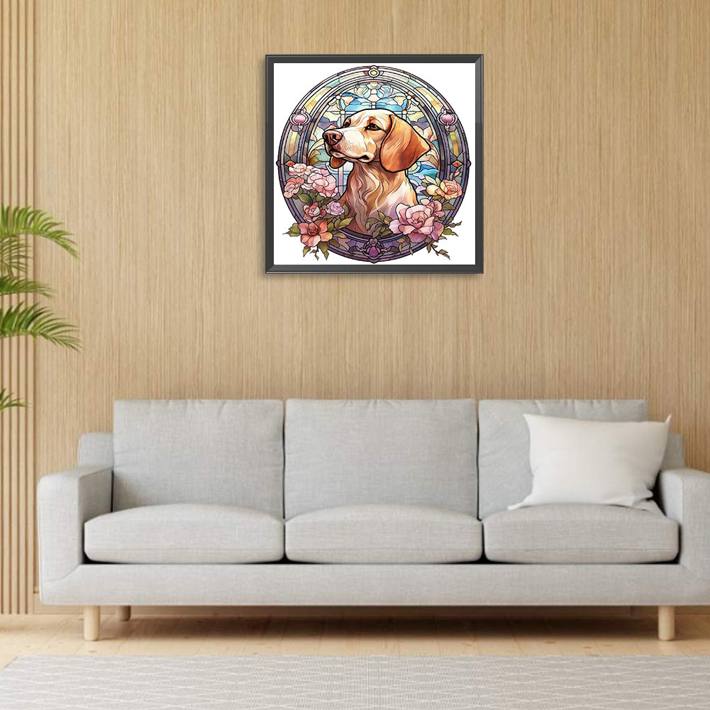 Dog Under Window Sill - Full Round Drill Diamond Painting 30*30CM