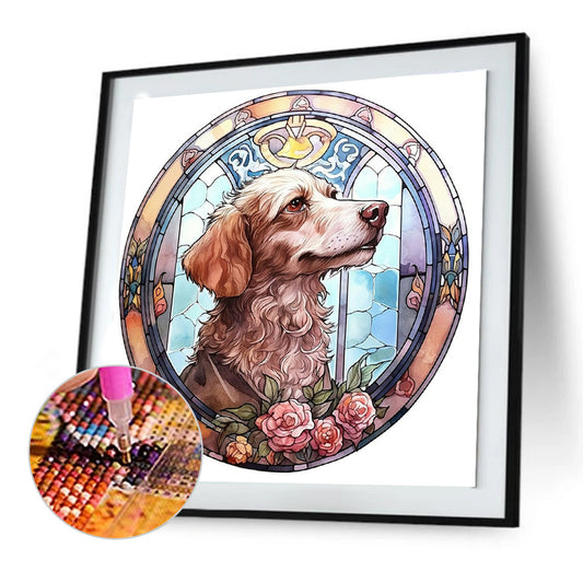 Dog Under Window Sill - Full Round Drill Diamond Painting 30*30CM