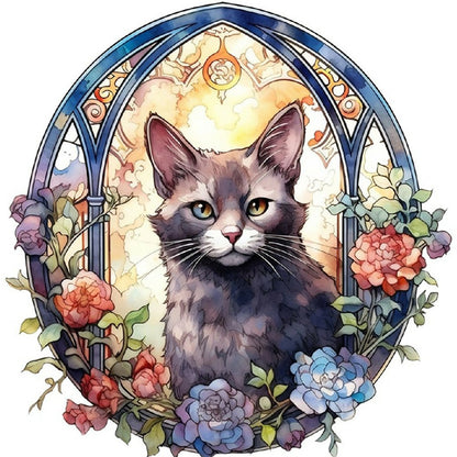 Cat Under Window Sill - Full Round Drill Diamond Painting 30*30CM