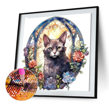 Cat Under Window Sill - Full Round Drill Diamond Painting 30*30CM