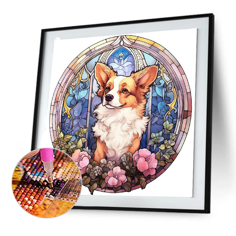 Dog Under Window Sill - Full Round Drill Diamond Painting 30*30CM