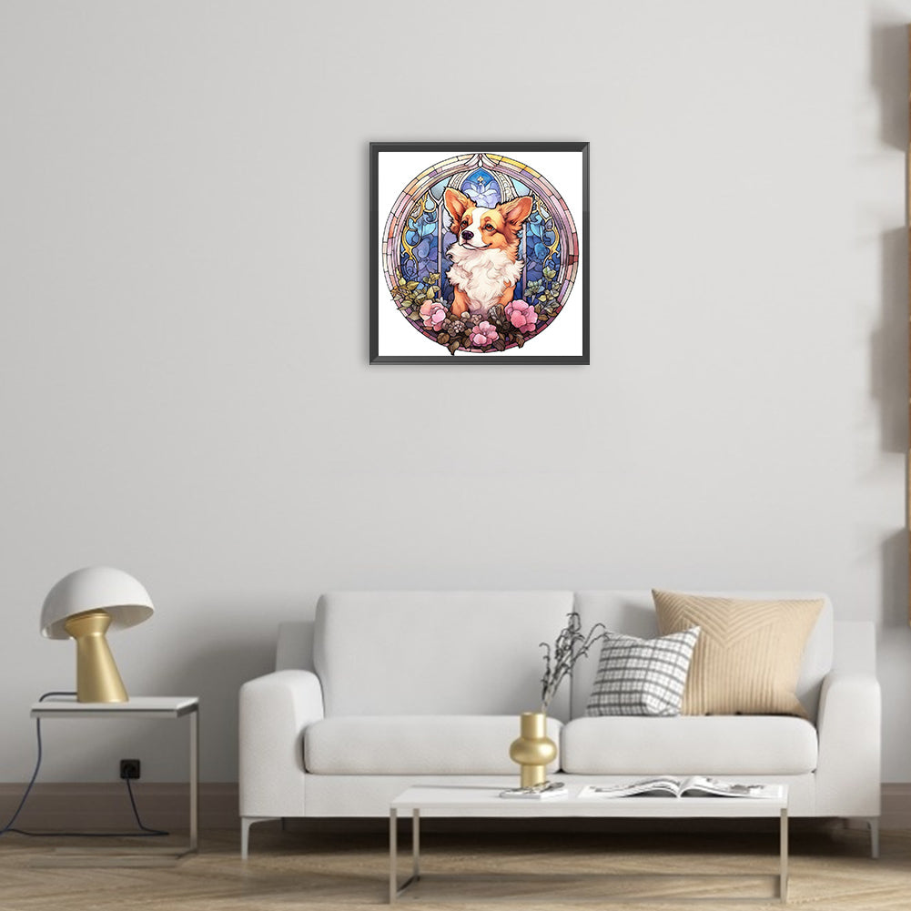 Dog Under Window Sill - Full Round Drill Diamond Painting 30*30CM