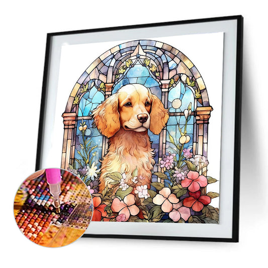 Dog Under Window Sill - Full Round Drill Diamond Painting 30*30CM