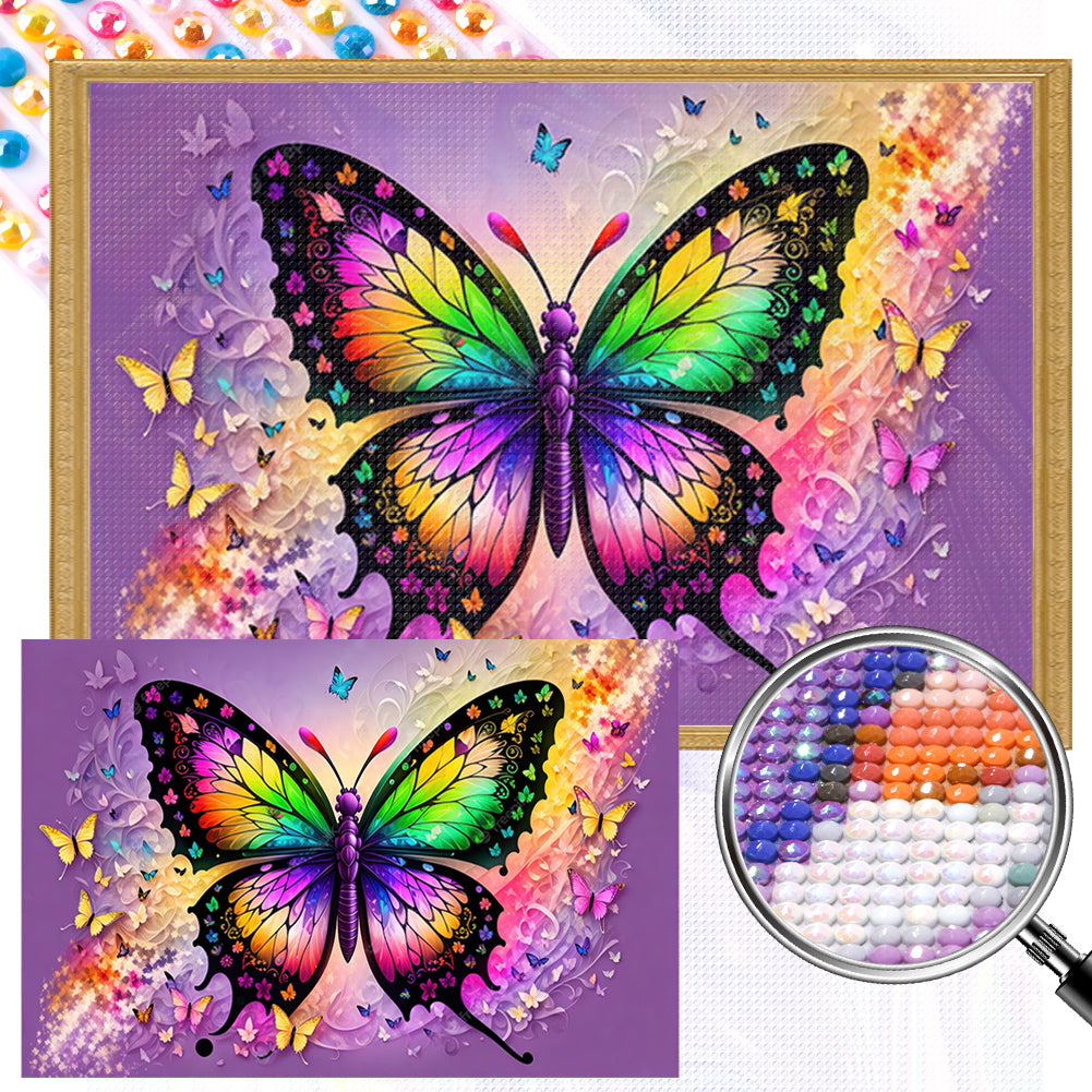 Colorful Butterfly - AB Round Drill Diamond Painting 60*40CM