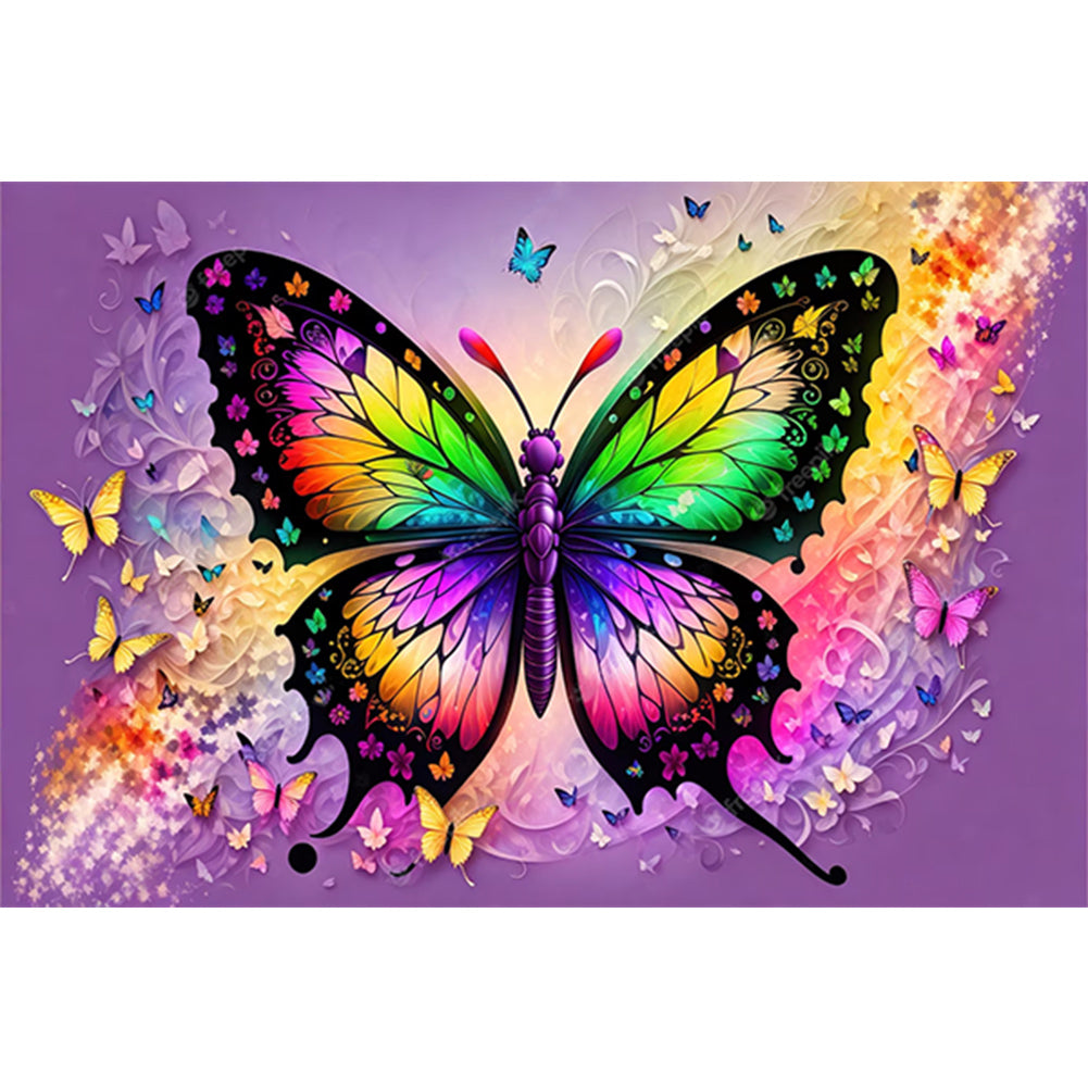 Colorful Butterfly - AB Round Drill Diamond Painting 60*40CM