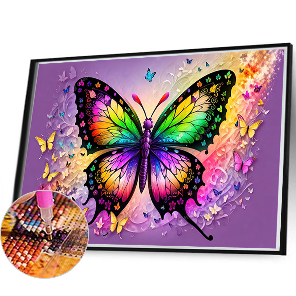 Colorful Butterfly - AB Round Drill Diamond Painting 60*40CM