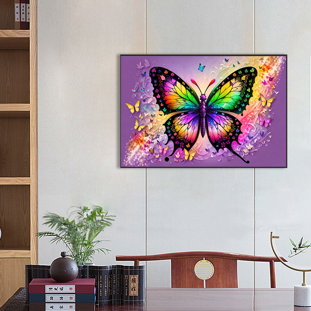 Colorful Butterfly - AB Round Drill Diamond Painting 60*40CM