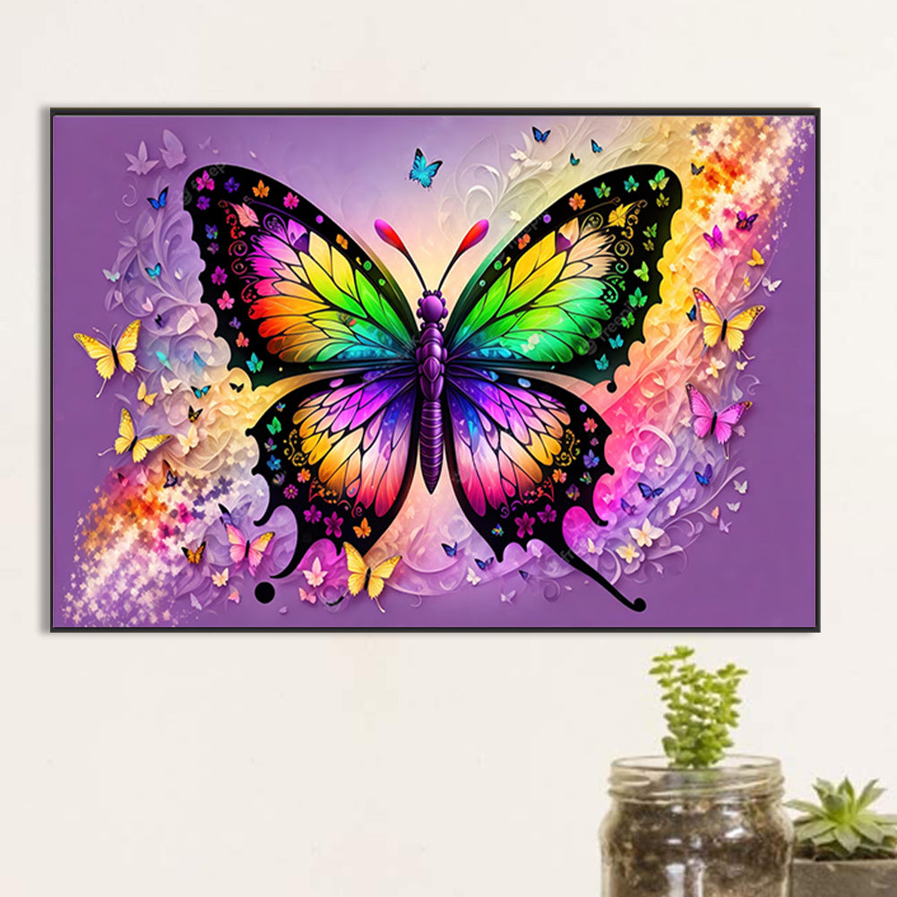 Colorful Butterfly - AB Round Drill Diamond Painting 60*40CM