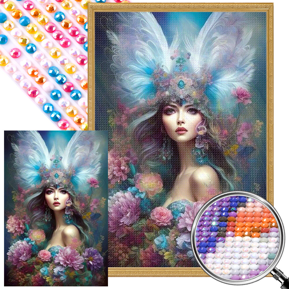 Winged Angel Girl - AB Round Drill Diamond Painting 40*60CM