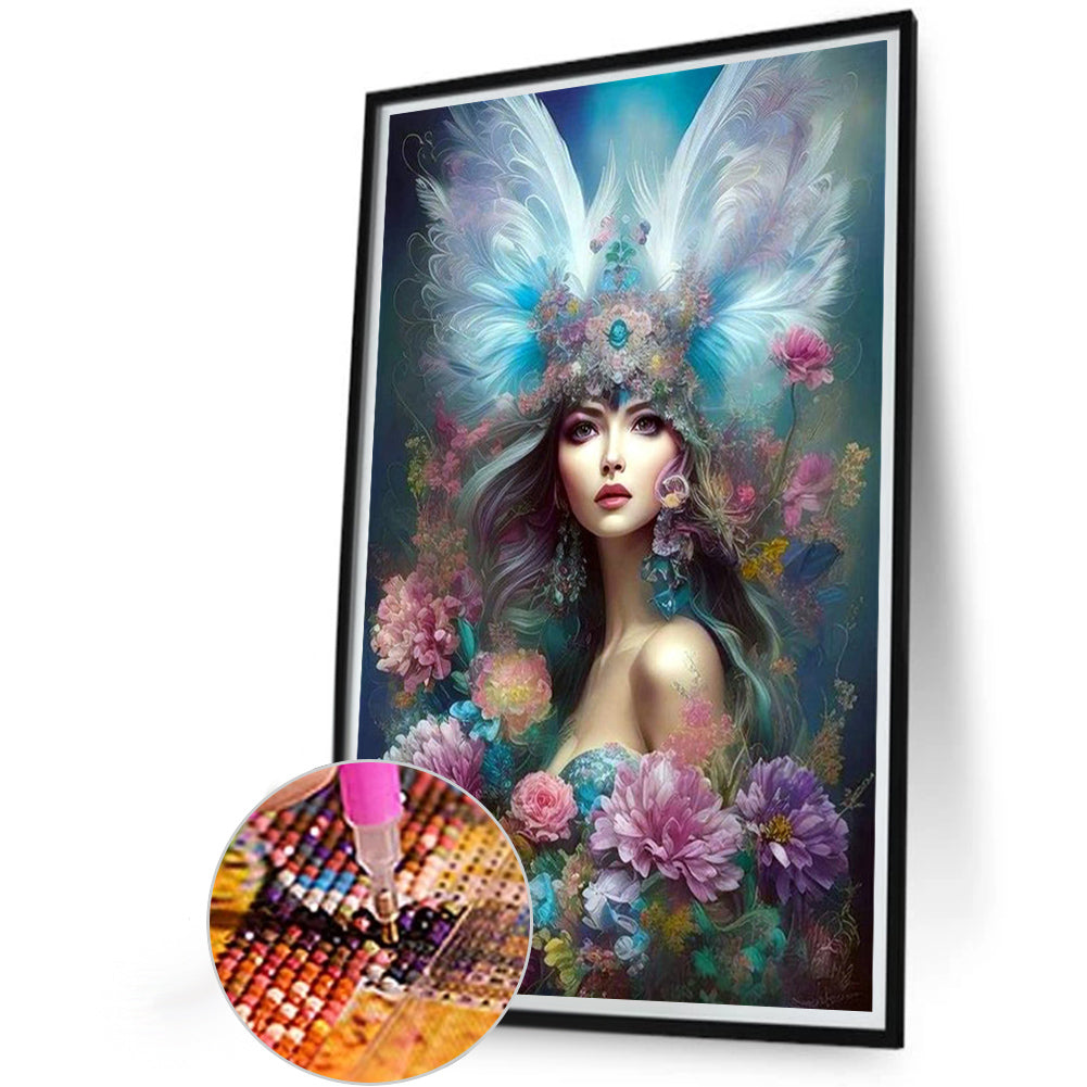 Winged Angel Girl - AB Round Drill Diamond Painting 40*60CM