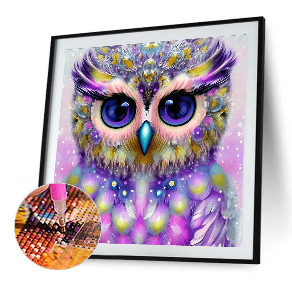 Owl - AB Round Drill Diamond Painting 40*40CM