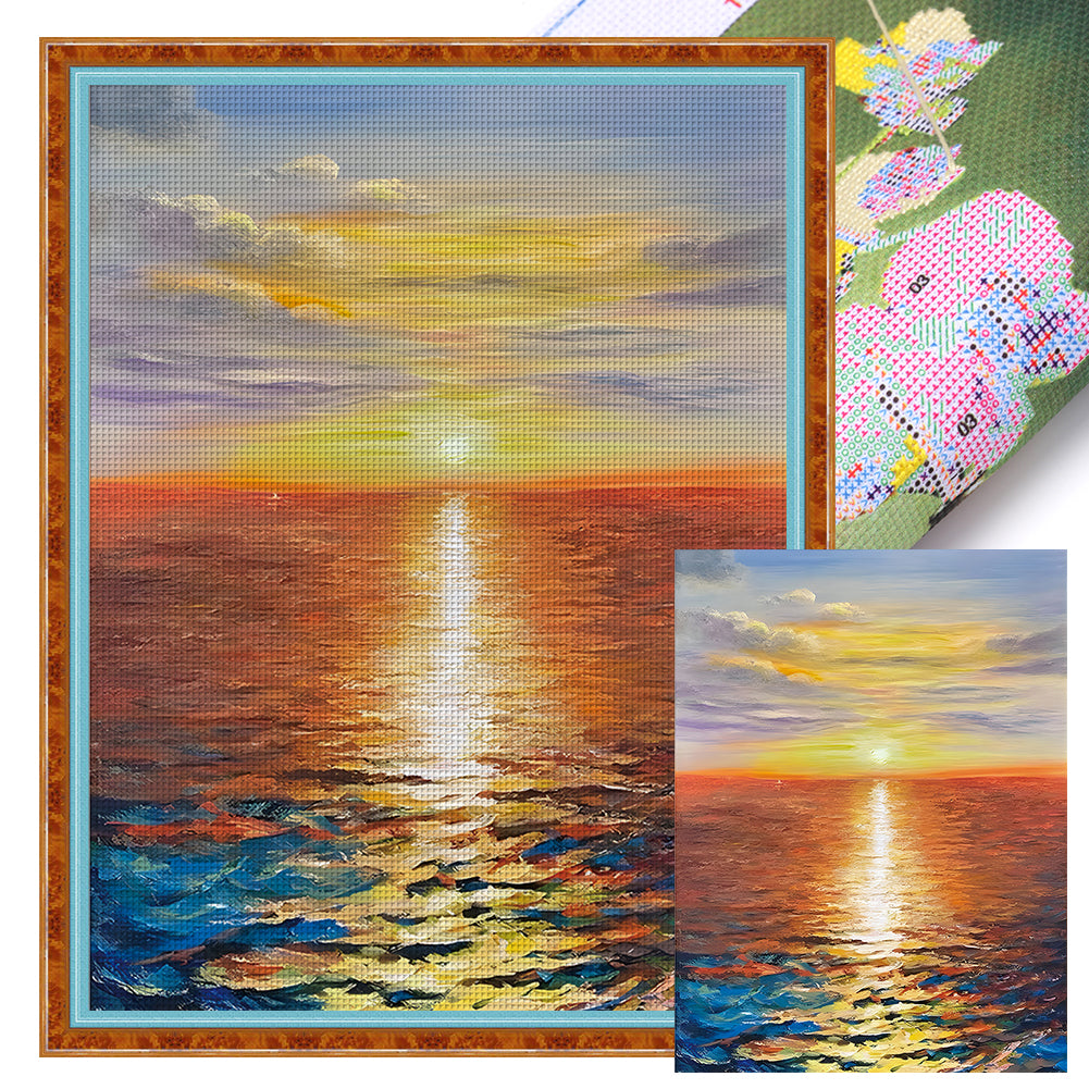Sunrise Coast - 11CT Stamped Silk Cross Stitch 52*69CM