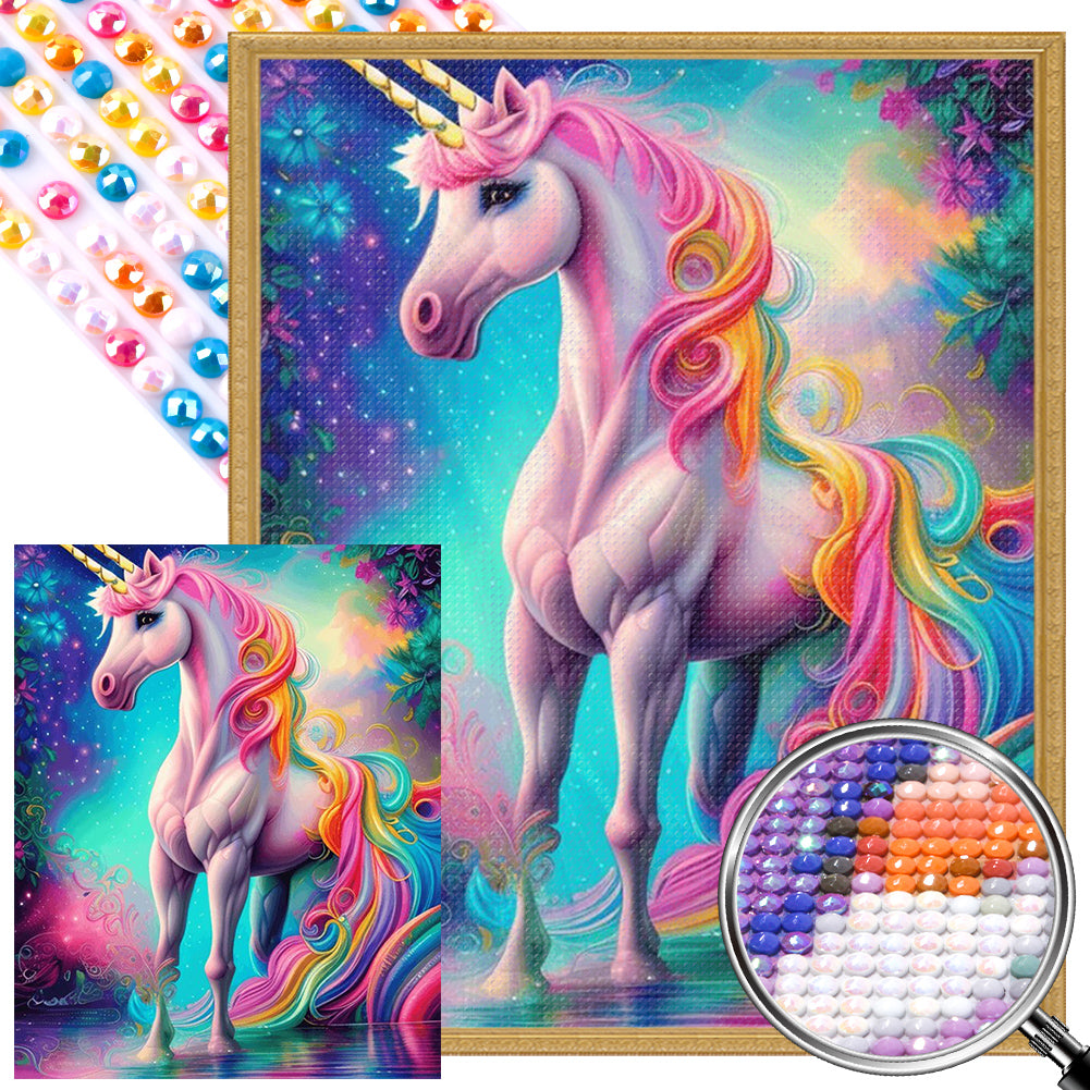 Fantasy Unicorn - AB Round Drill Diamond Painting 40*50CM