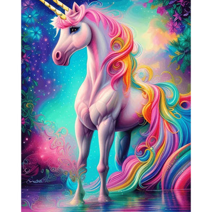 Fantasy Unicorn - AB Round Drill Diamond Painting 40*50CM