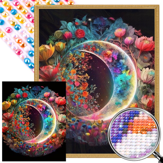 Dreamy Moonlight Flowers - AB Round Drill Diamond Painting 40*50CM