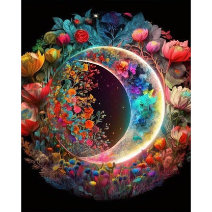 Dreamy Moonlight Flowers - AB Round Drill Diamond Painting 40*50CM