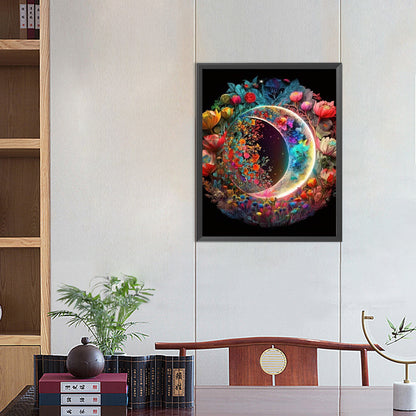 Dreamy Moonlight Flowers - AB Round Drill Diamond Painting 40*50CM