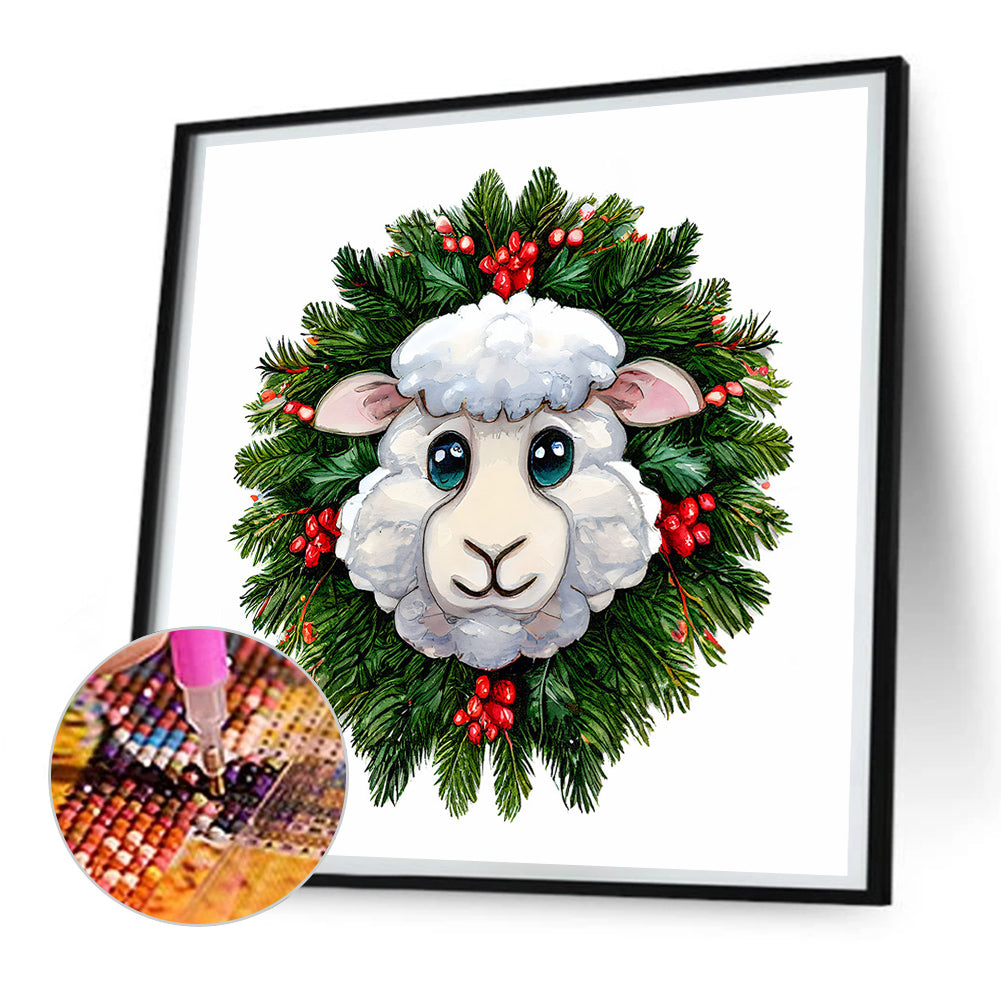 Small Animal Wreath Sheep - Full Round Drill Diamond Painting 30*30CM
