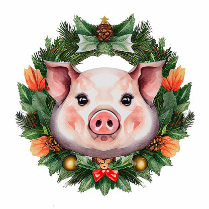 Small Animal Garland Pig - Full Round Drill Diamond Painting 30*30CM